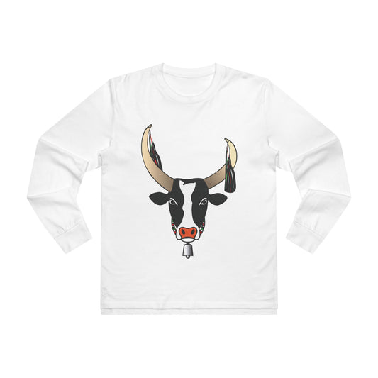 Men's Base Longsleeve Tee - Fun Cow Graphic, Perfect for Casual Wear, Gift for Farmers, Animal Lovers, Friends, Birthdays, Holidays